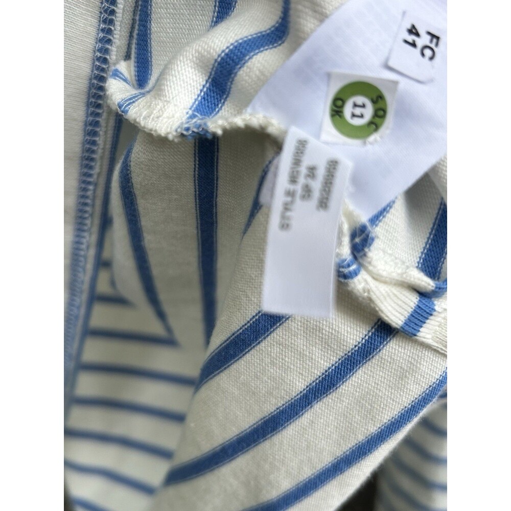 J.Crew Poplin Collar Polo Shirt Size Large Blue White Stripe Long Sleeve Top - Picture 7 of 8
